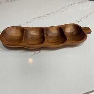 Mountain Woods Dark Brown 4 Compartment Acacia Wood Serving Tray